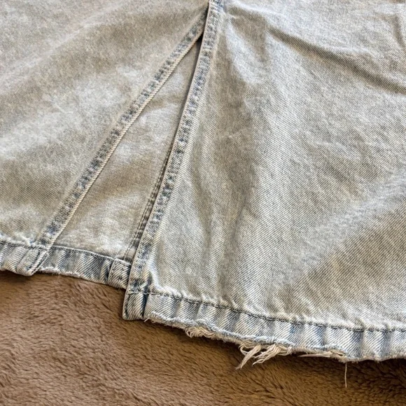 George Light Blue Denim Midi Skirt with Center Front Slit - Picture 6 of 8